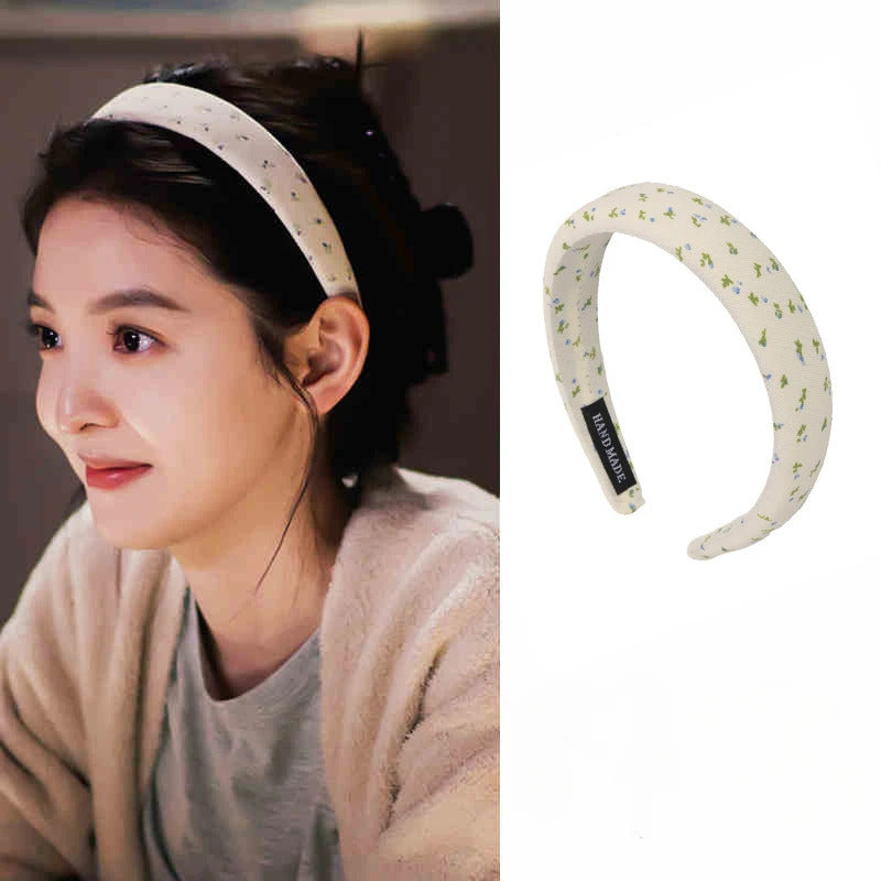 发饰Blue Floral Flowers Wide Headbands Girl Sweet Cute Hair Band Woman Retro Elegant Hair Hoop Female Fashion Party Hair Accessories