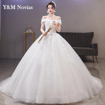 礼服女New Sweetheart Boat Neck Style China Wedding Dress Vintage Lace Embroidery Pluse Size Vestidos De Novia Bride Gowns Marriage
