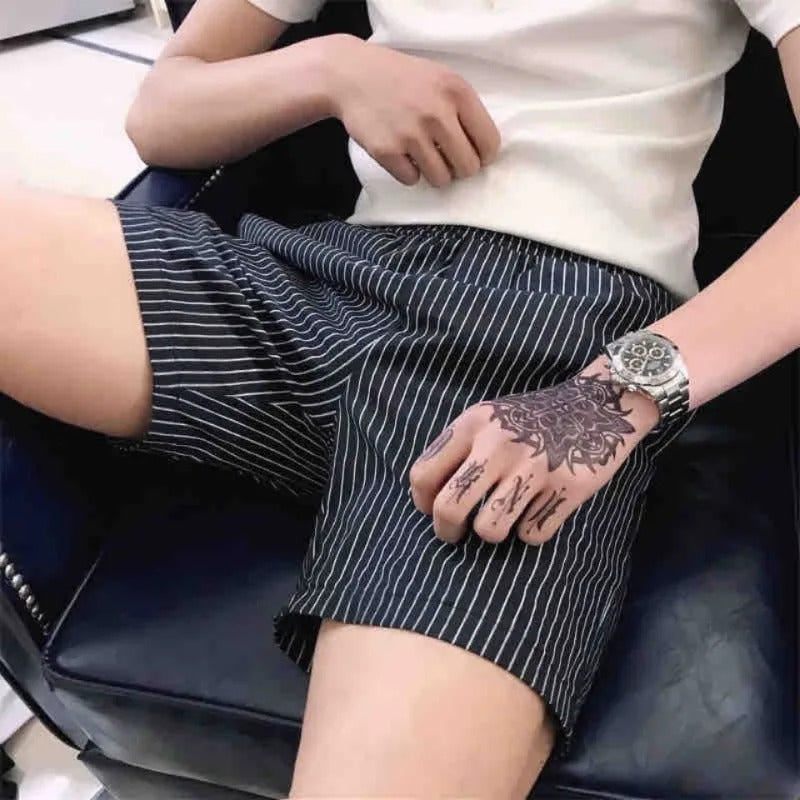 短裤男Men's Running Shorts Stretch Outdoor Casual Fashion Black Stripe Thin Slim Fit Wearing Big Pants Outside Sports Beach Shorts