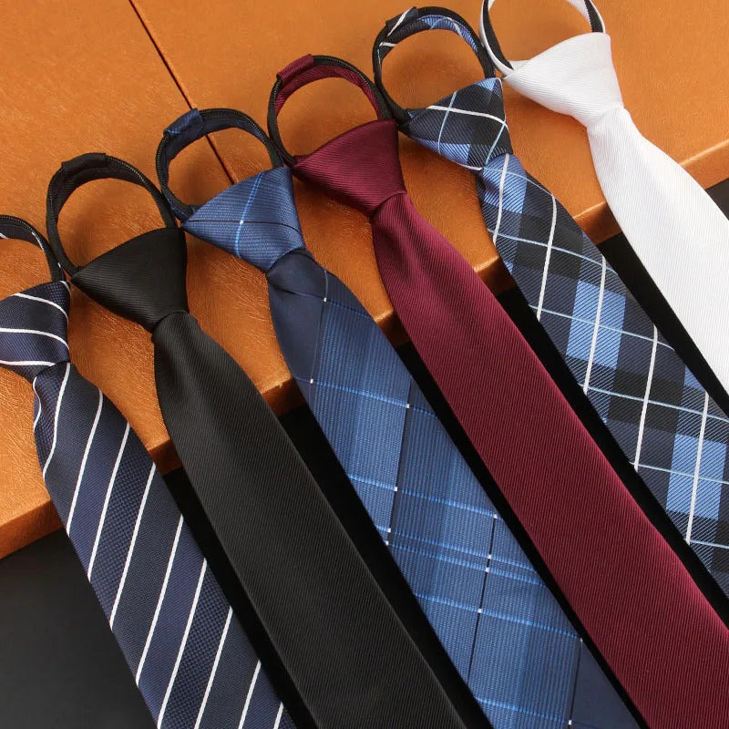 领带男6CM Korean Version Men's Skinny Ties Black Wine Lazy Zipper Tie for Man Gentleman Formal Business Shirt Neckties Graduation Gift