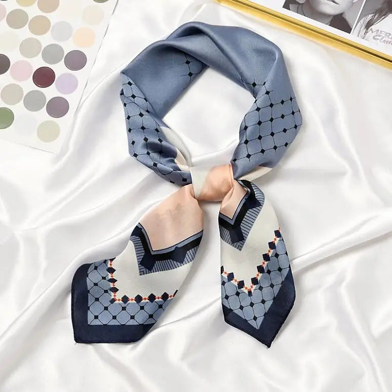 丝巾女2021 Elegant Geometry Print Square Scarf Women Bandana Hairband Lady Head Wraps Female Shawl Fashion Neckerchief