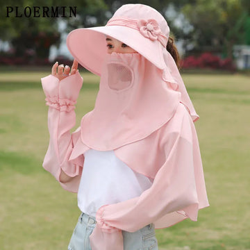 帽子女NEW Fashion Women's Flowers Sun Hat Wide Brim fisherman Hat Face Neck Omnibearing UV Protection Summer Cycling Beach Hat