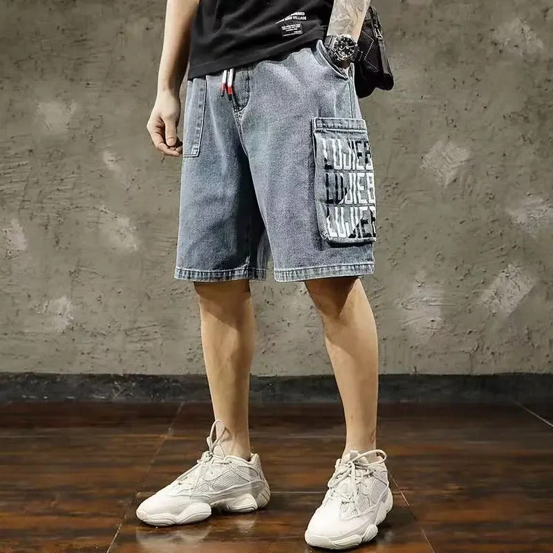 短裤男Japanese Style Casual Denim Shorts Men's Loose Fit Trendy Workwear Summer New Multi-pocket Men's Pants