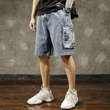 短裤男Japanese Style Casual Denim Shorts Men's Loose Fit Trendy Workwear Summer New Multi-pocket Men's Pants