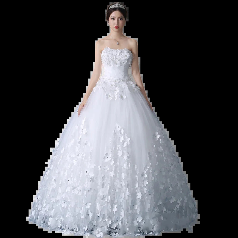 礼服女Customized ivory Off the Shoulder Plus Size Vestido De Noiva Wedding Dress Custom Made Plus Size Bridal 3D Flowers Tulle Mariage