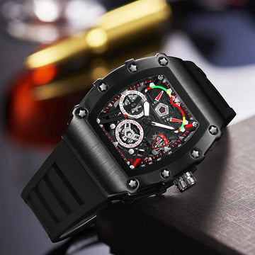手表男手表男Fashion Men's Quartz Wristwatches Tonneau Waterproof Men Wrist Watch Sports Silica Gel Strap Clock Luxury Watches for Man