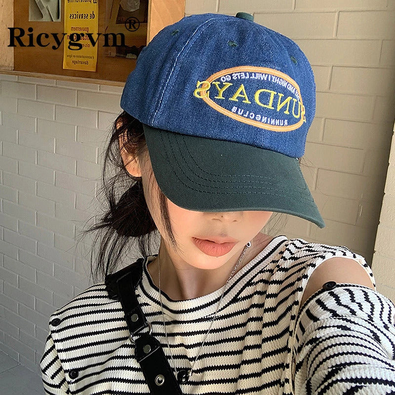 帽子女Fashion Patchwork Baseball Cap For Men Women Letter Embroidery Snapback Hat Fashion Cotton Outdoor Sun Visors Hip Hop Bonnet y2k
