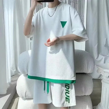 T恤男2024 Versatile T-Shirt Short Sleeve Harajuku Style Trendy Summer Men's Fashion Elegant Casual Suit