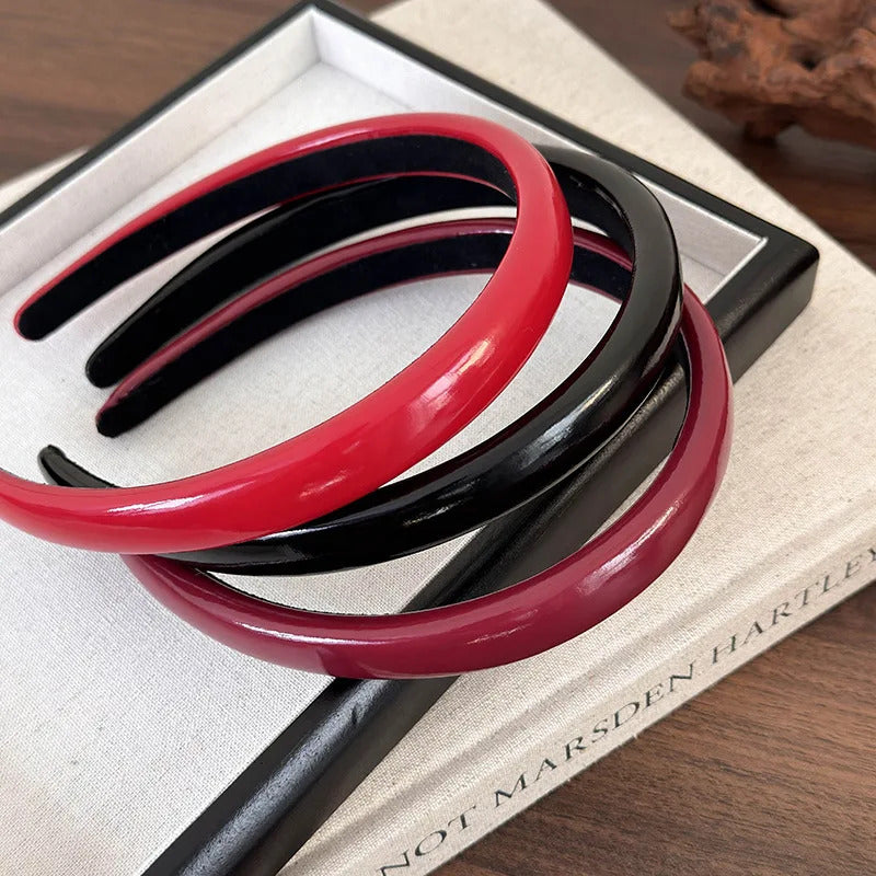 发饰Retro Red Leather Sponge Headbands for Womans Girl Temperament Hair Hoop Fashion Versatile Black Hair Band Lady Hair Accessories