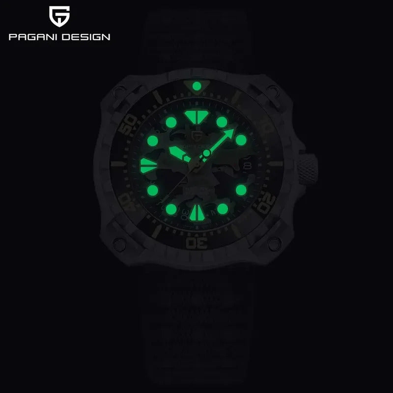 手表男手表男Paganidesign Men's Camouflage Nightlight Waterproof Calendar Automatic Mechanical Watch Y009 Style With Luminous Hands And Date