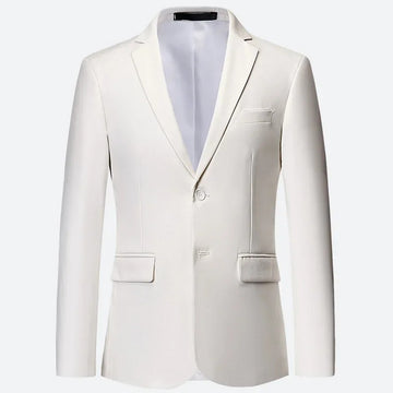 商务装男Men's Western-style Suit Jacket Plain Collar Two-button Cross-border Business Formal Wear Slimming Smooth White