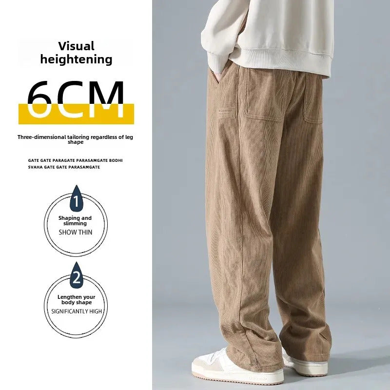 休闲裤男Corduroy Pants For Men Casual Sporty American Style Loose Fit Plus Size Straight Leg Bell Bottoms Spring Autumn Winter Season