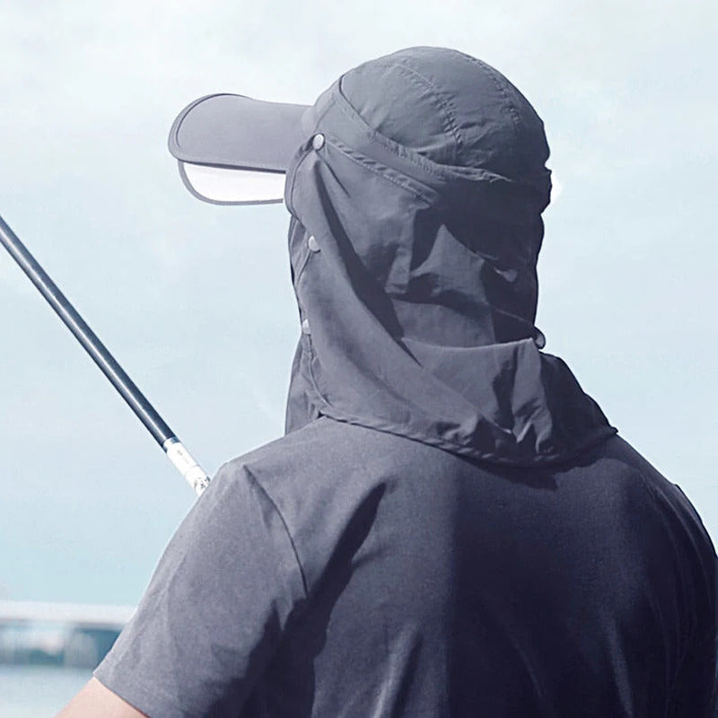 防晒帽男3PCS Men Bucket Hat with Shawl and Face Cover Summer Anti-UV Outdoor Hiking Fishing Hat Removable Face Neck Protection Panama