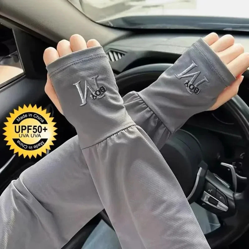 防晒冰袖女Ice Arm Anti-sunburn Sleeves Sunscreen Elastic Driving Gloves Outdoor UV Protection Arm Cover Sleeves Lightweight Cool Muff New