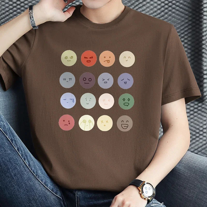 T恤男Cotton Short Sleeve T-Shirts For Men Loose Fit Round Neck Printed Funny Expressions Summer Casual Apparel Half Sleeve Bodysuits