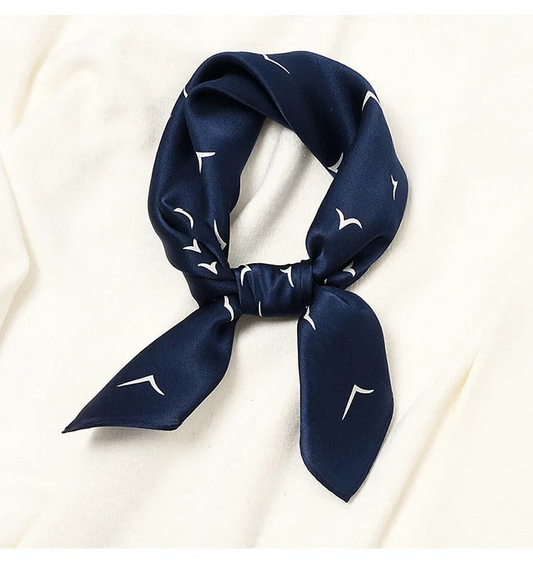 丝巾女Women Silk Neck Hair Band Foulard Square Small Headband 2021 Fashion Snowflake Seagull Animals Neckerchief Scarves Bandana 53cm