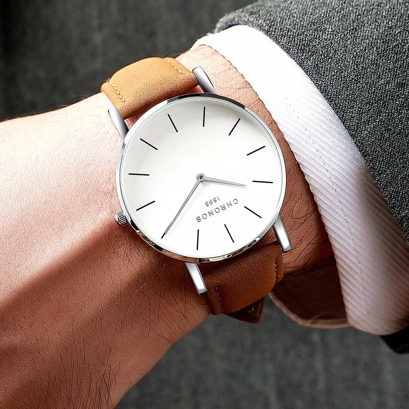 手表男手表男Luxury Leather Men Quartz Watch Waterproof Male Design Wrist Watches Men’s Luminous Non Automatic Quartz Watches for Man