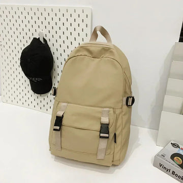 包包男Versatile Nylon Zipper Backpack Zipper Casual Solid Color Soft 2025 Large Capacity Interior Zipper Pocket Simple Schoolbag