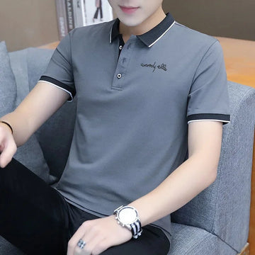 POLO男Summer New Men's POLO Shirt Short Sleeves T-shirt Lapel Collar Foreign Trade Plus Size Men's Wear Body T-shirt Top