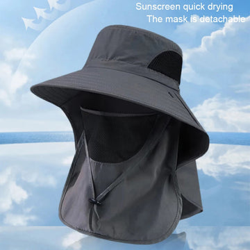 防晒帽男Summer Sun Hats UV Protection Outdoor Hunting Fishing Cap For Men Women Hiking Camping Visor Bucket Hat Neck Flap Fisherman Hat