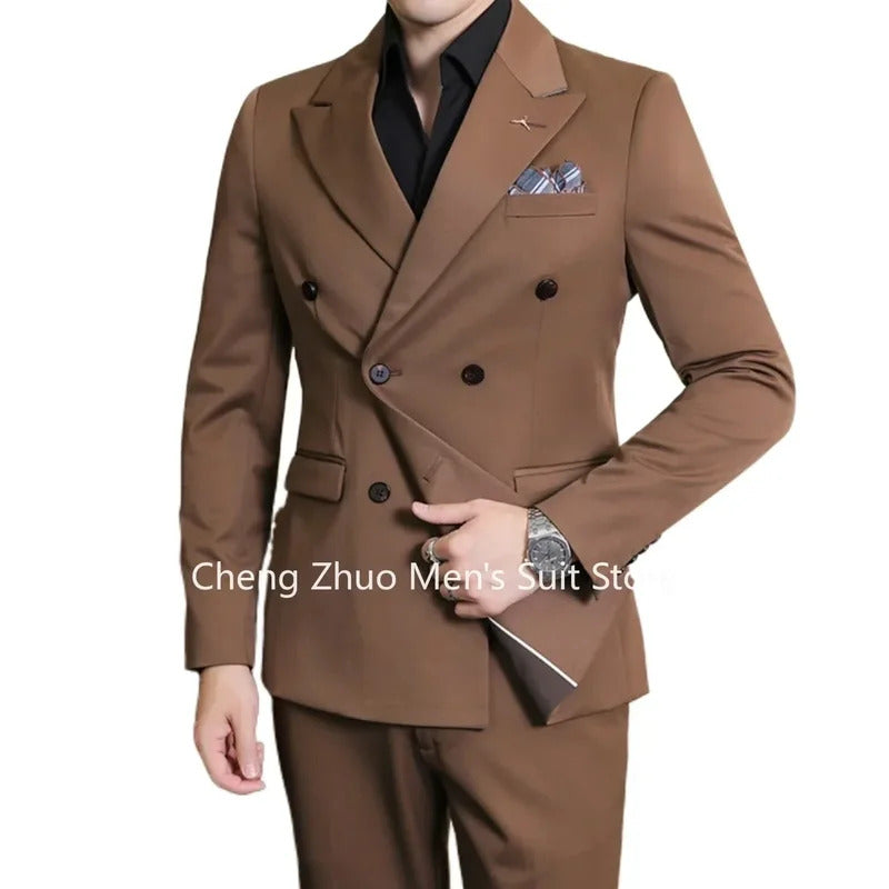 礼服男Elegant Suits for Men 2 Pieces Blazer and Pants Set High Quality for Wedding Business Evening Party Tuxedo Suit for Men Clothing