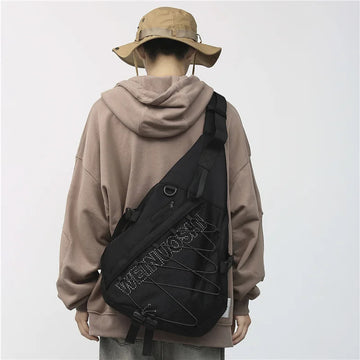 包包男Crossbody bag men's ins fashion brand large capacity chest bag men's Japanese casual simple shoulder bag women's shoulder bag
