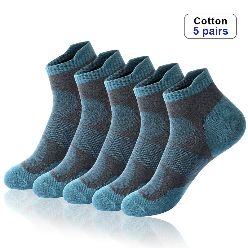 5 Pairs High Quality Men Ankle Socks Breathable Cotton Sports Socks Mesh Casual Athletic Summer Thin Cut Short Sokken Plus Size男士袜子