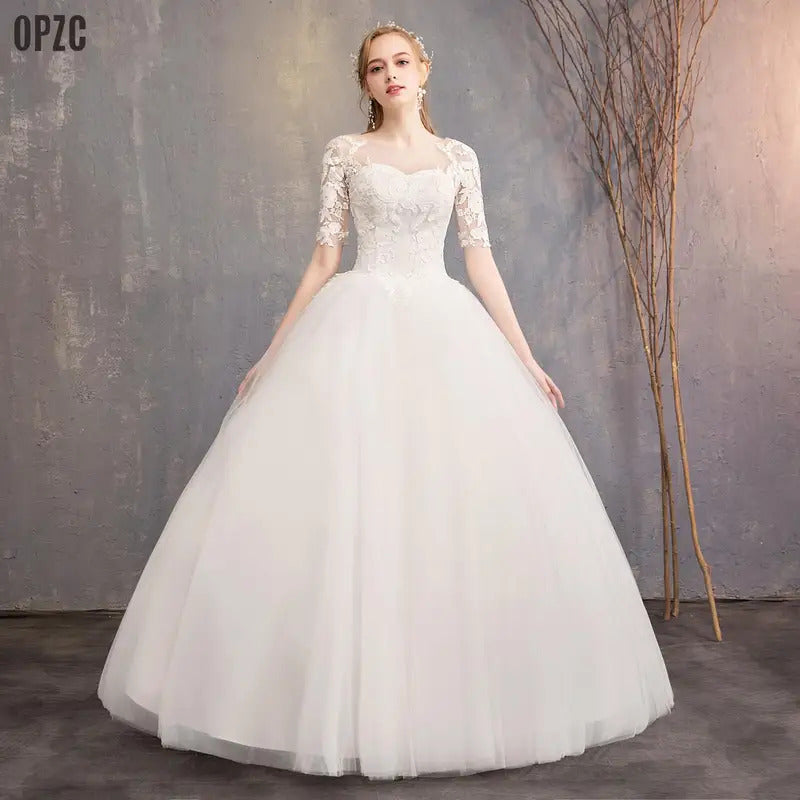 礼服女Customized Plus Size Lace Wedding Dress Simple Bride Princess Dream Wedding Dresses Ball Gown Bridal Embroidery Dresses