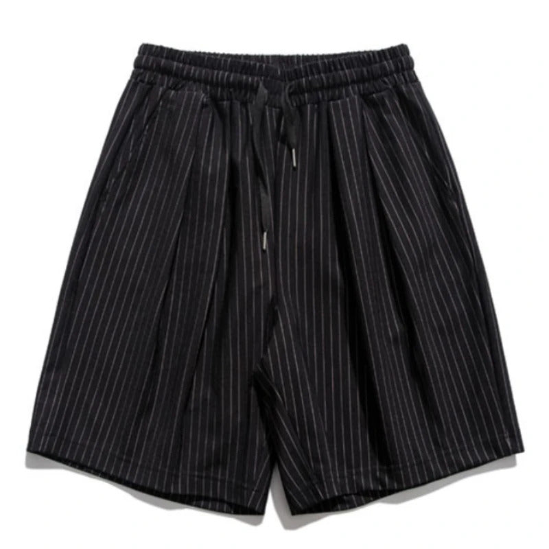 短裤男Men's Bottoms for Summer Quick Drying Thin Sports Cropped Pants Loose Straight Japanese Stripes Drawstring New Shorts Clothing