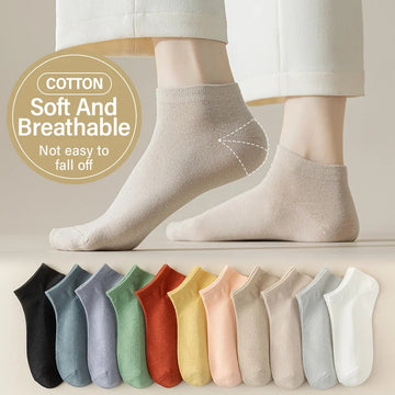 Women's 95% Combed Cotton Business Dress Socks Soft Breathable Ankle Length Colorful 5 Pairs/Lot for Spring Summer男士袜子