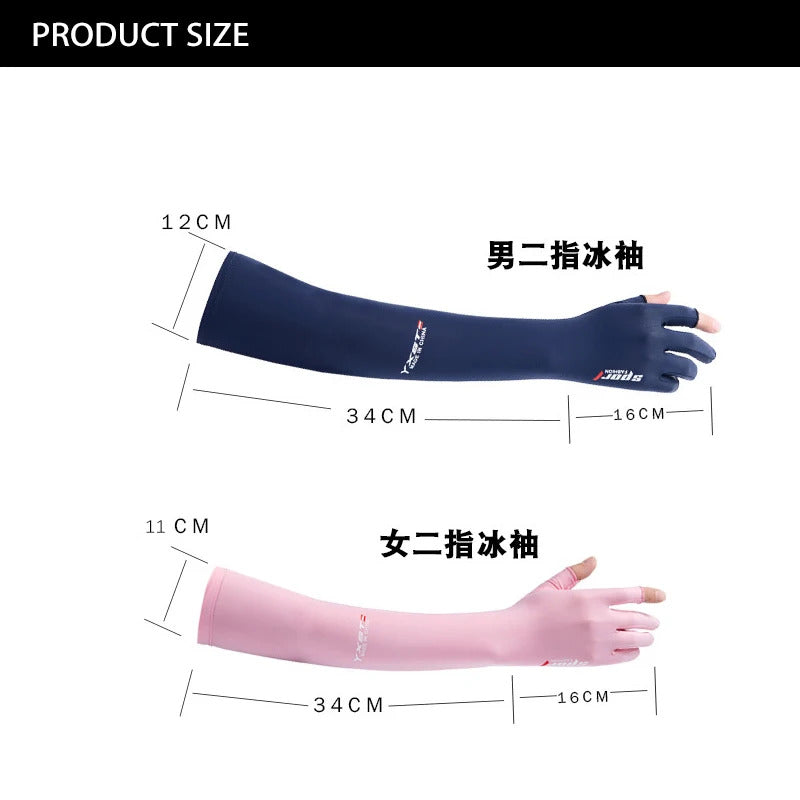 冰袖男UV Solar Arm Sleeves Women Men Summer Cycling Long Sleeves Anti-Sunburn Cuff Breathable Fishing Arm Warmers Cover Gloves Driving
