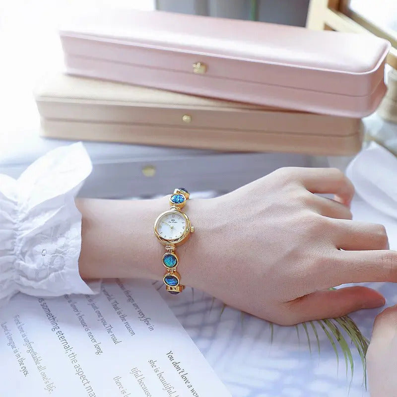 手表女UTHAI V65 Women's Chain Watch Light Luxury High Quality Malachite Phantom Bracelet Waterproof Female Fashion Quartz Watches Gift