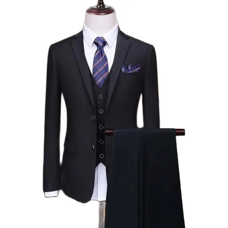 礼服男Black Peak Lapel Men's Suits Slim Fit Elegant Wedding 3 Piece Jacket Pants Vest Male Clothing High Quality Costume Homme 2024