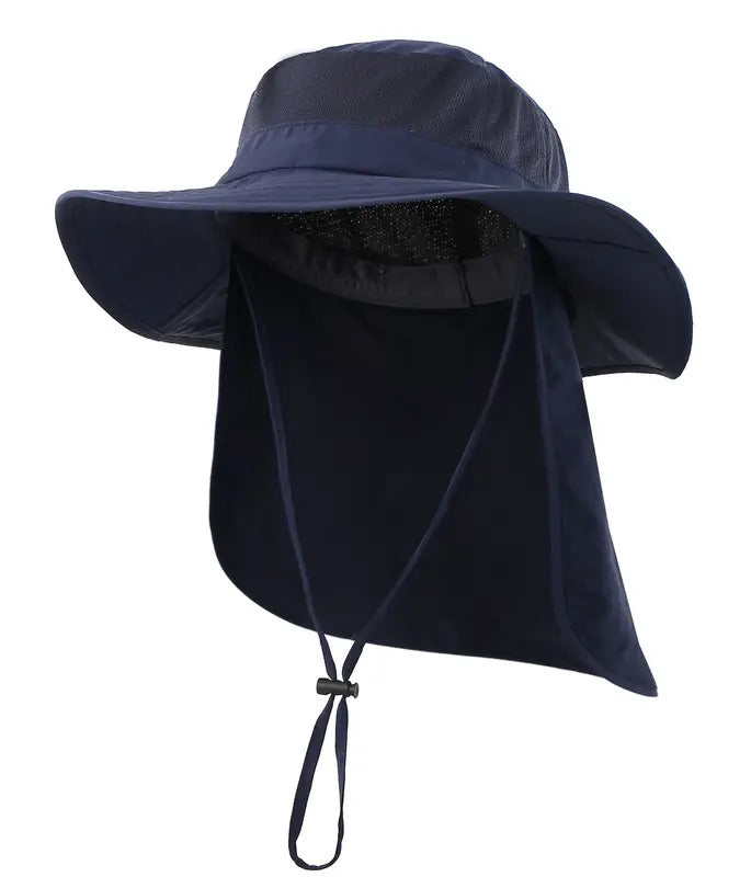 防晒帽男Connectyle Men's Women Outdoor UPF 50+ Mesh Sun Visor Hat Lightweight Breathable Adjustable Wide Brim Fishing Hat with Neck Flap