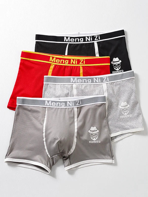 内衣男4PCS men's underwear Comfortable breathable men's boxers Everyday casual teen boxers
