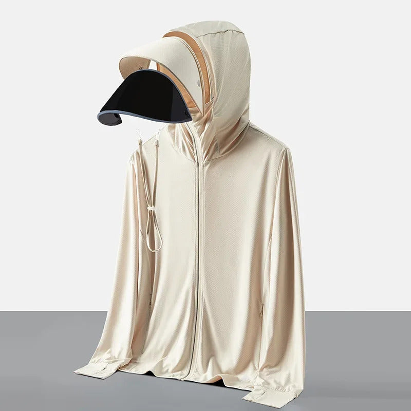防晒衣男2024 New Couple Sunscreen Clothes Hooded Removable Strap Men's Skin Clothes Summer Thin Couple Sunscreen Clothes Casual Loose Fi
