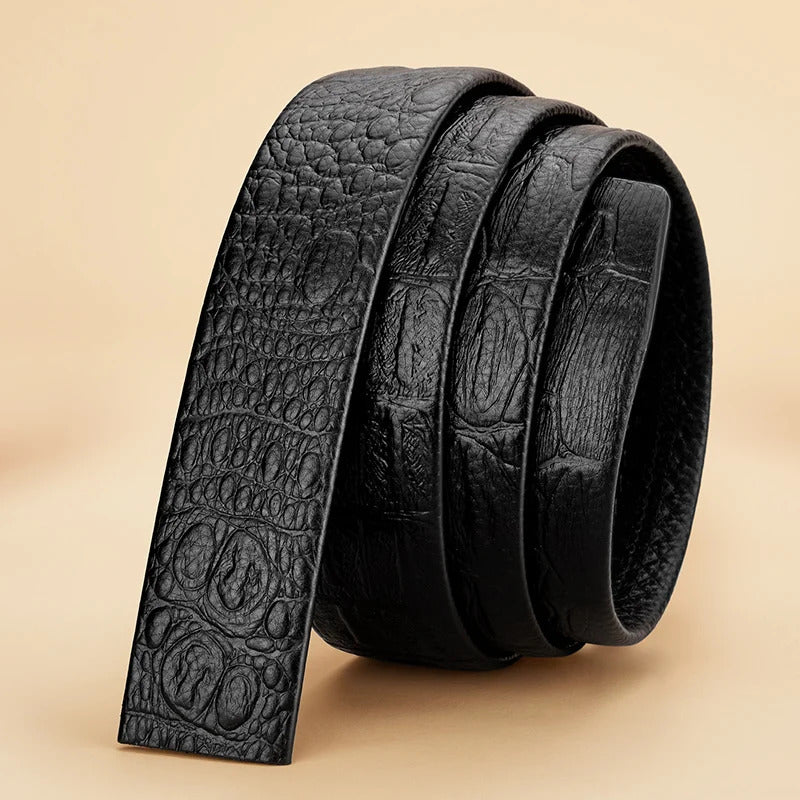 腰带Male Crocodile Pattern Belts Automatic Buckle High Quality Business Belt Fashion Luxury Designer Men's Waistband 3.4cm No Buckle