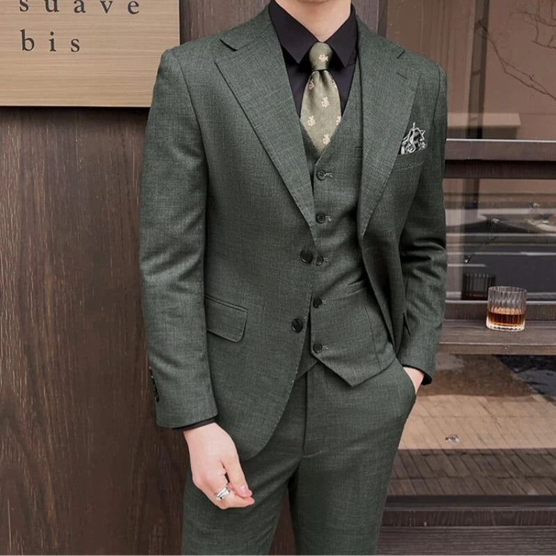 礼服男2024 New Luxury Men High-end Suit Formal Groom Wedding Tuxedo Mens Work Party Slim Fit Suit 3 Piece( Jacket + Vest + Pants )