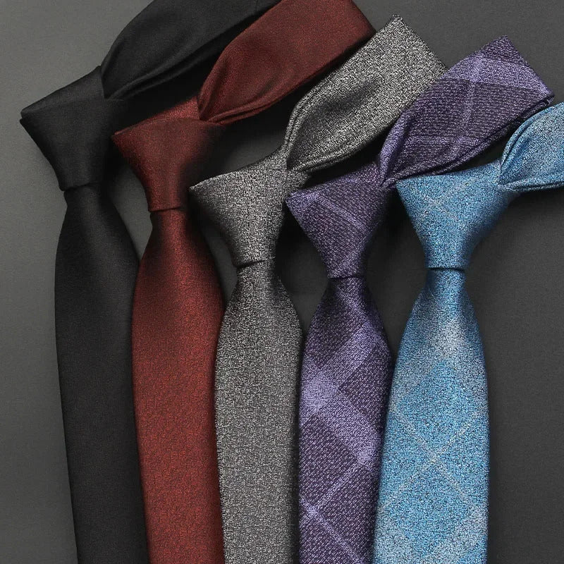 领带男Advanced Feeling Leisure Necktie 6CM Solid Plaid Frosted Ties for Best Man Business Wedding Banquet Tuxedo Tie Graduation Gift