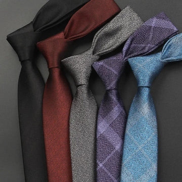 领带男Advanced Feeling Leisure Necktie 6CM Solid Plaid Frosted Ties for Best Man Business Wedding Banquet Tuxedo Tie Graduation Gift