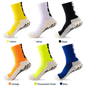 5 Pairs/Lot 2023 New Socks men ANTI SLIP Football Socks Mid Calf Non-Slip Soccer Sport Cycling Sports Mens Sock EU38-45男士袜子
