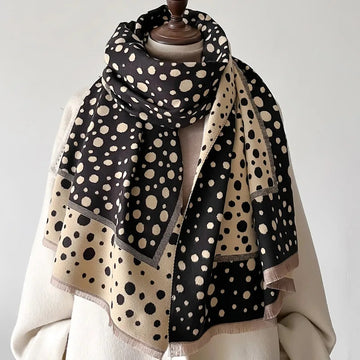 丝巾女2024 Retro Polka Dot Thick Cashmere Scarfs Women Warm Winter Autumn Floral Print Large Wrap Shawl Lady Pashmina Tassels Bufanda