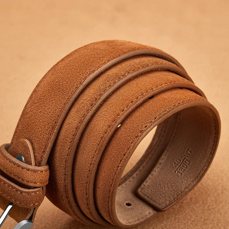 腰带Sude Belt Cow Genuine Leather For Man And Lady With Oxford Fabric Strap Genuine Leather Luxury Pin Buckle Blue Belts