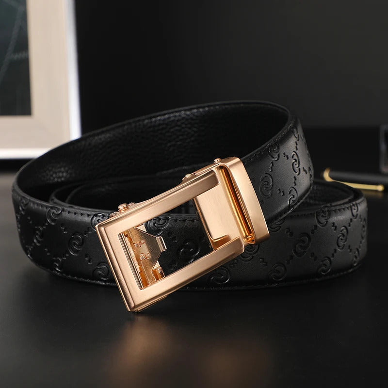 腰带Men's Belt Cowhide Belt for Men Automatic Buckle Brand Belt Male 3.4cm Wide Fashionable Belt
