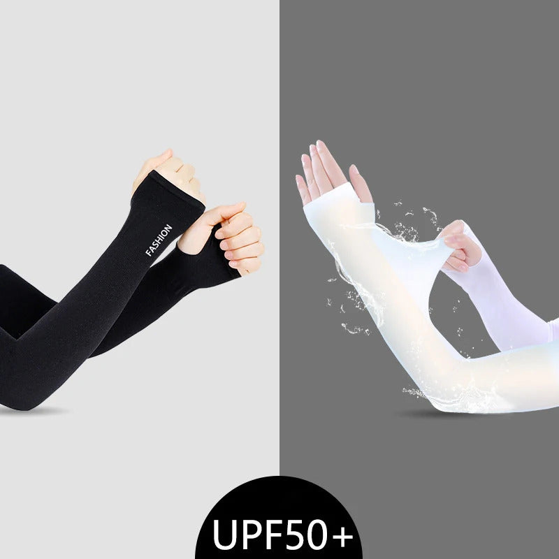防晒冰袖女1 pair Anti-UV Solar Arm Gloves For Women And Men Cycling Fingerless Gloves Ice Silk Arm Sleeve Gloves
