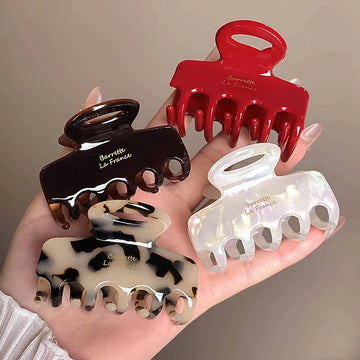 发饰5.5CM Long Acetate Hair Crabs Red Hair Clips for Girls and Women Tie Up Hair Accessories New Korean Fashon