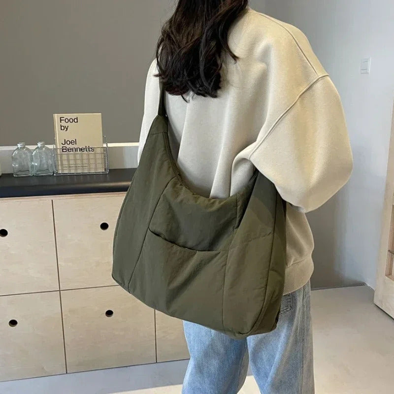 包包Trendy Women's Soft Cloth Shoulder Bag Solid Color Student 2025 Spring Y2k Casual Style Big Handbags Crossbody Bags for Women