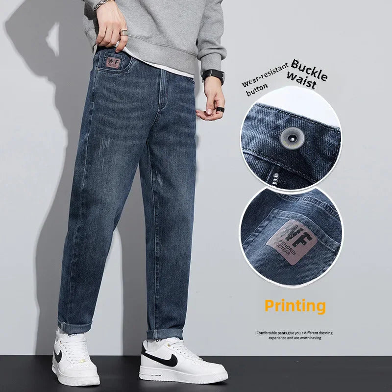 牛仔裤男Spring Autumn Men's Thick Jeans Slims Smooths Your Silhouette Stretchy Micro-waist Casual Trousers 6021 Style