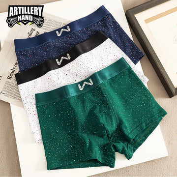 内衣男3PCS/Pack 100% Cotton Breathable Men's Panties Big U Crotch Underpants Trendy Starry Sky Print High Elastic Waist Boxers Hombre