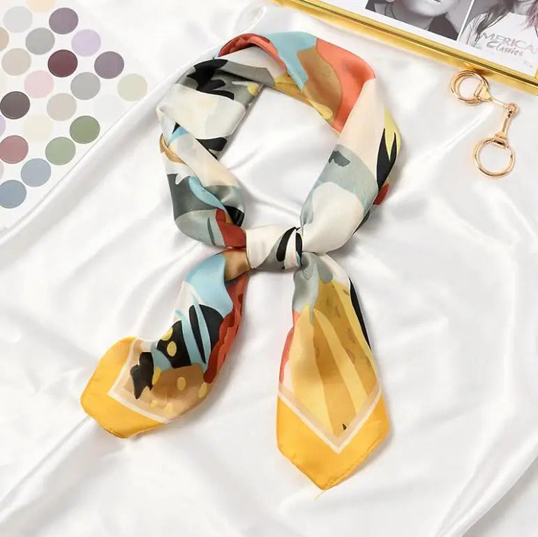 丝巾女2021 Blooming Flowers Print Square Scarf Women Bandana Hairband Lady Head Wraps Female Shawl Fashion Neckerchief